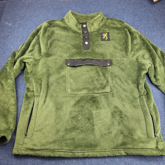 Browning Other - Browning Mens XXL Olive Green High Pile Fleece Quarter Snap Pullover Jacket